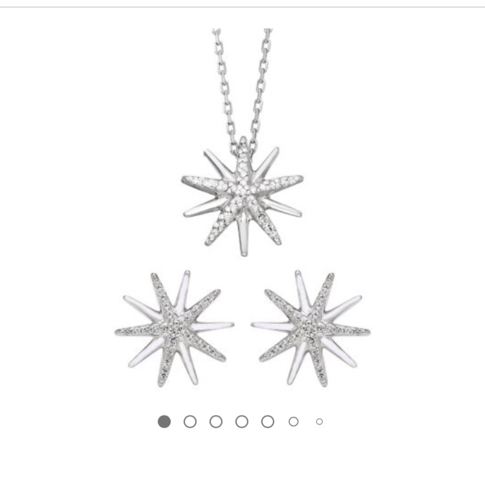 0.21 CT. T.W. Sterling Silver Diamond Starburst Pendant & Earring Set